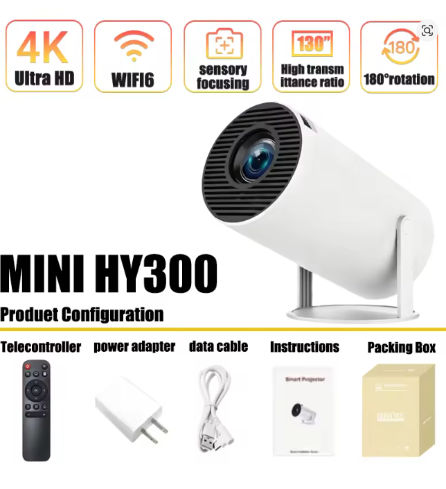 Home Cinema Setup - Mini HY300 Portable Projector Android 11