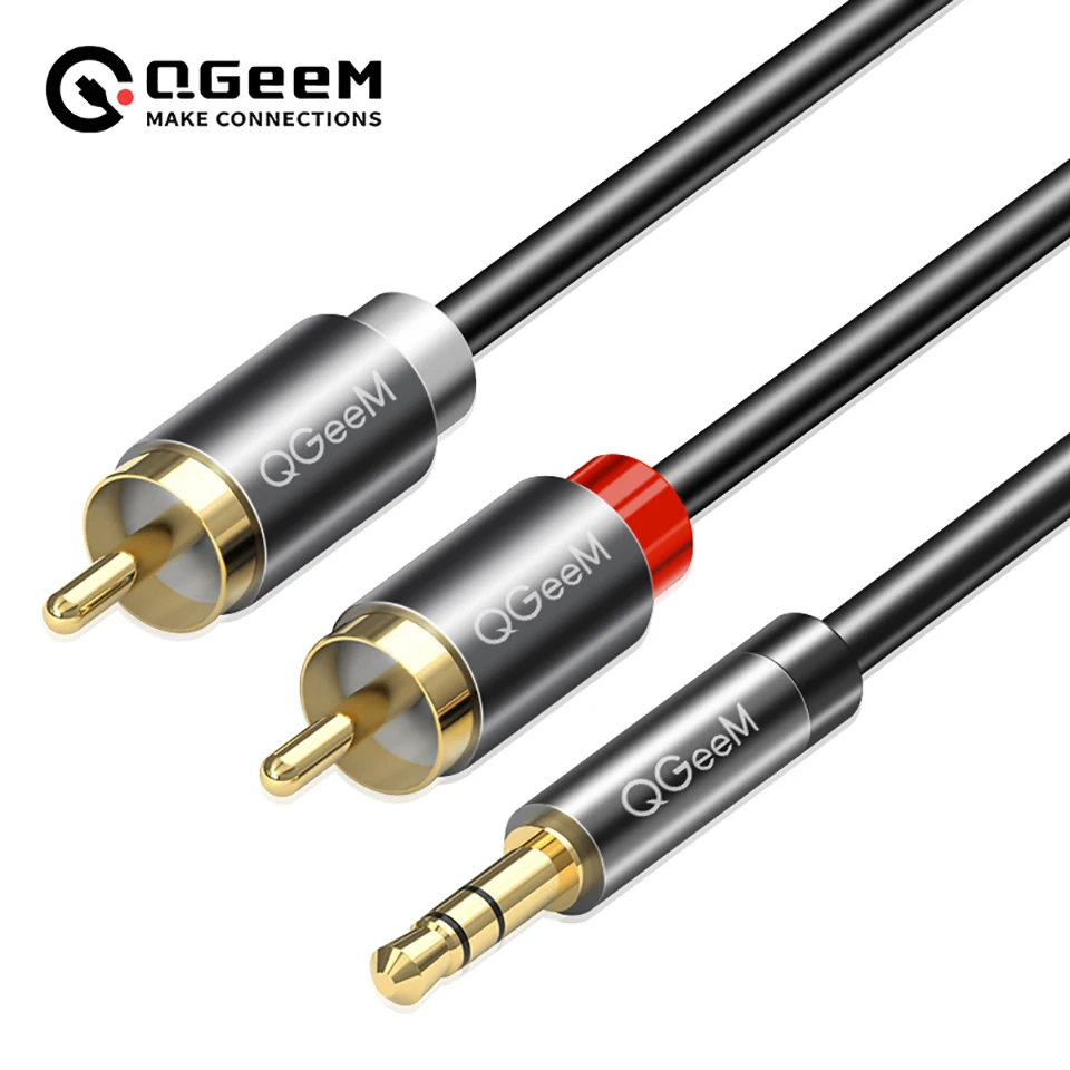 QGeeM RCA Cable 2RCA to 3.5 Au - Home Cinema Hall ulasan dan harga