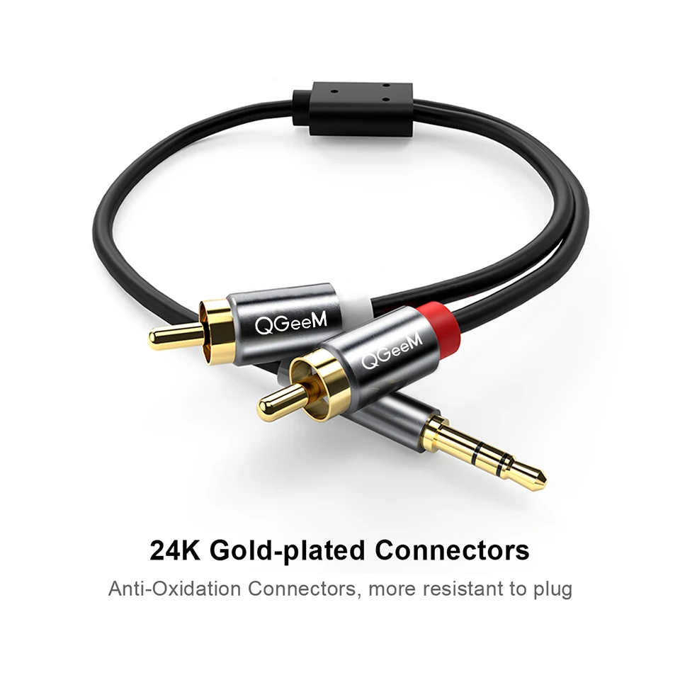 QGeeM RCA Cable 2RCA to 3.5 Au - Home Cinema Hall ulasan dan harga