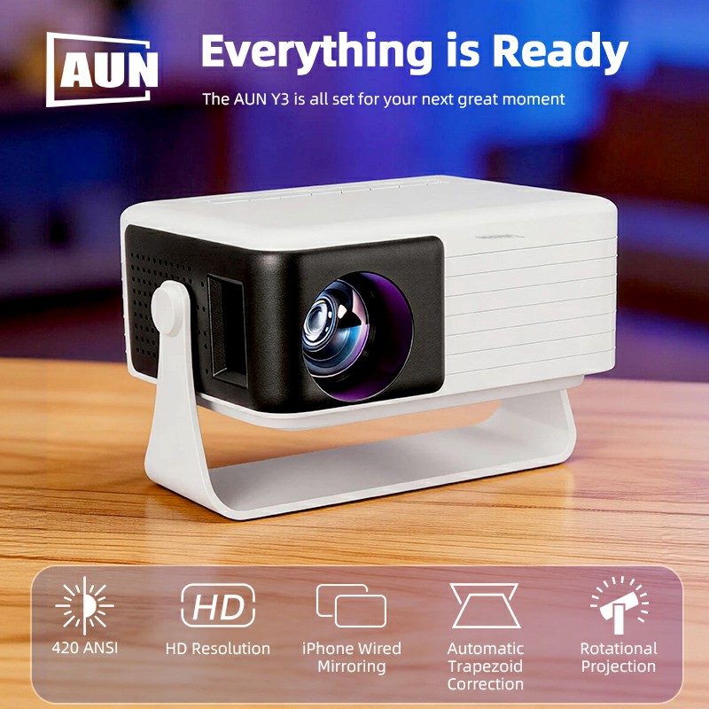 AUN Y3 Projector Portable Home - Home Cinema Cabasse ulasan dan harga