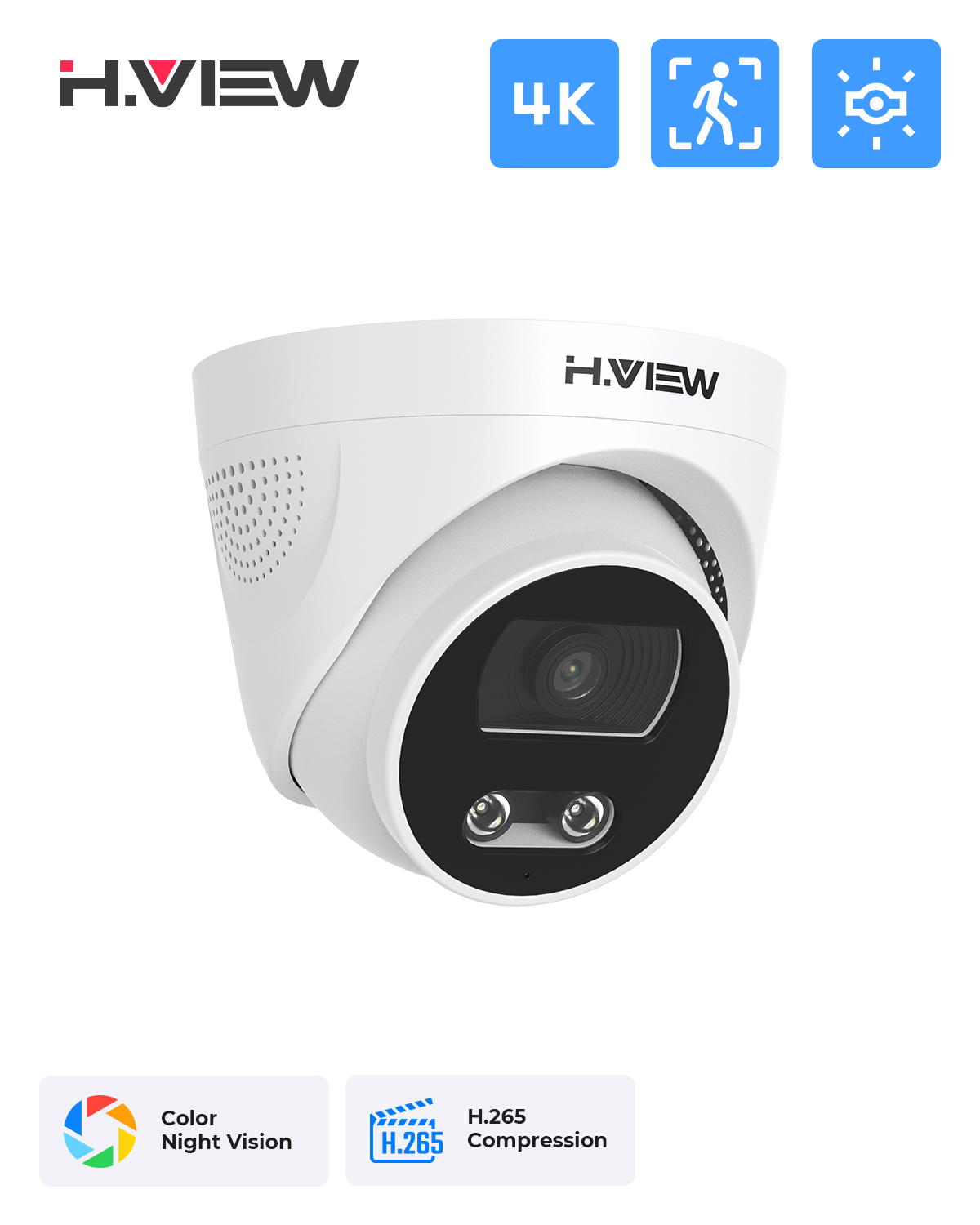 H.View 8Mp Poe Ip Camera Ai Fa - Home Cinema Outdoor ulasan dan harga