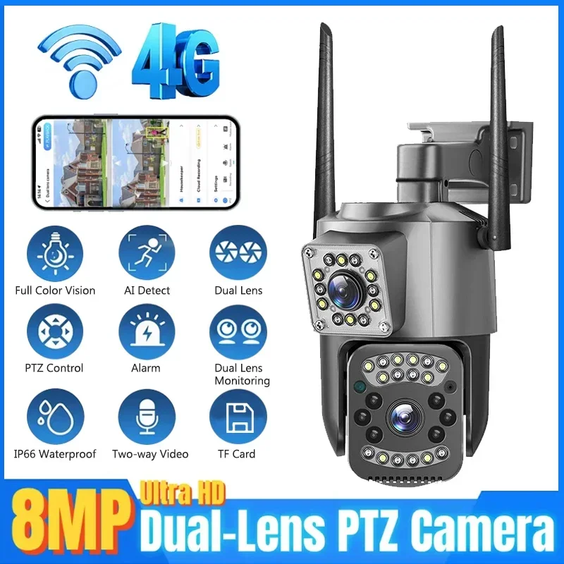 8MP WIFI IP Camera 4K PTZ Dual - Home Cinema Outdoor ulasan dan harga