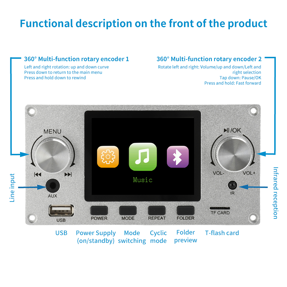 2.8-inch TFT Amplifier Bluetoo - Surround Sound Decoder ulasan dan harga