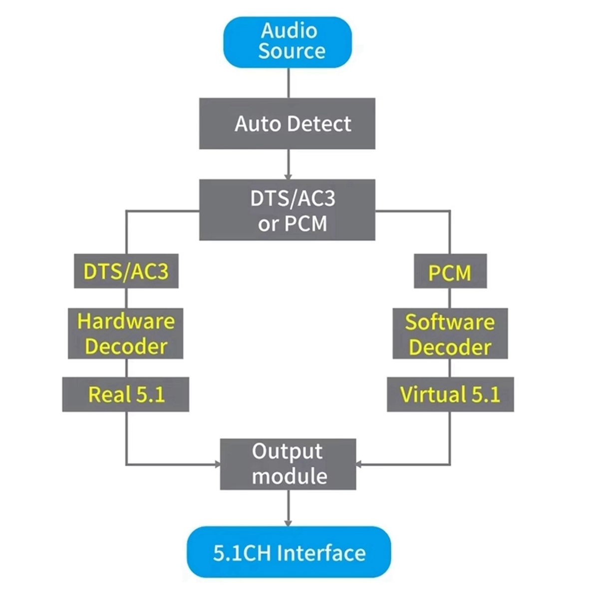 AU47-DAC651C 5.1 Audio Decoder - Surround Sound Decoder ulasan dan harga