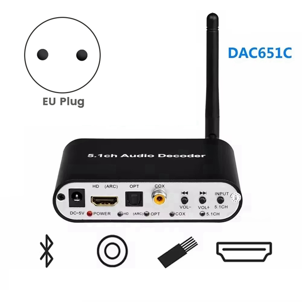 AU47-DAC651C 5.1 Audio Decoder - Surround Sound Decoder ulasan dan harga