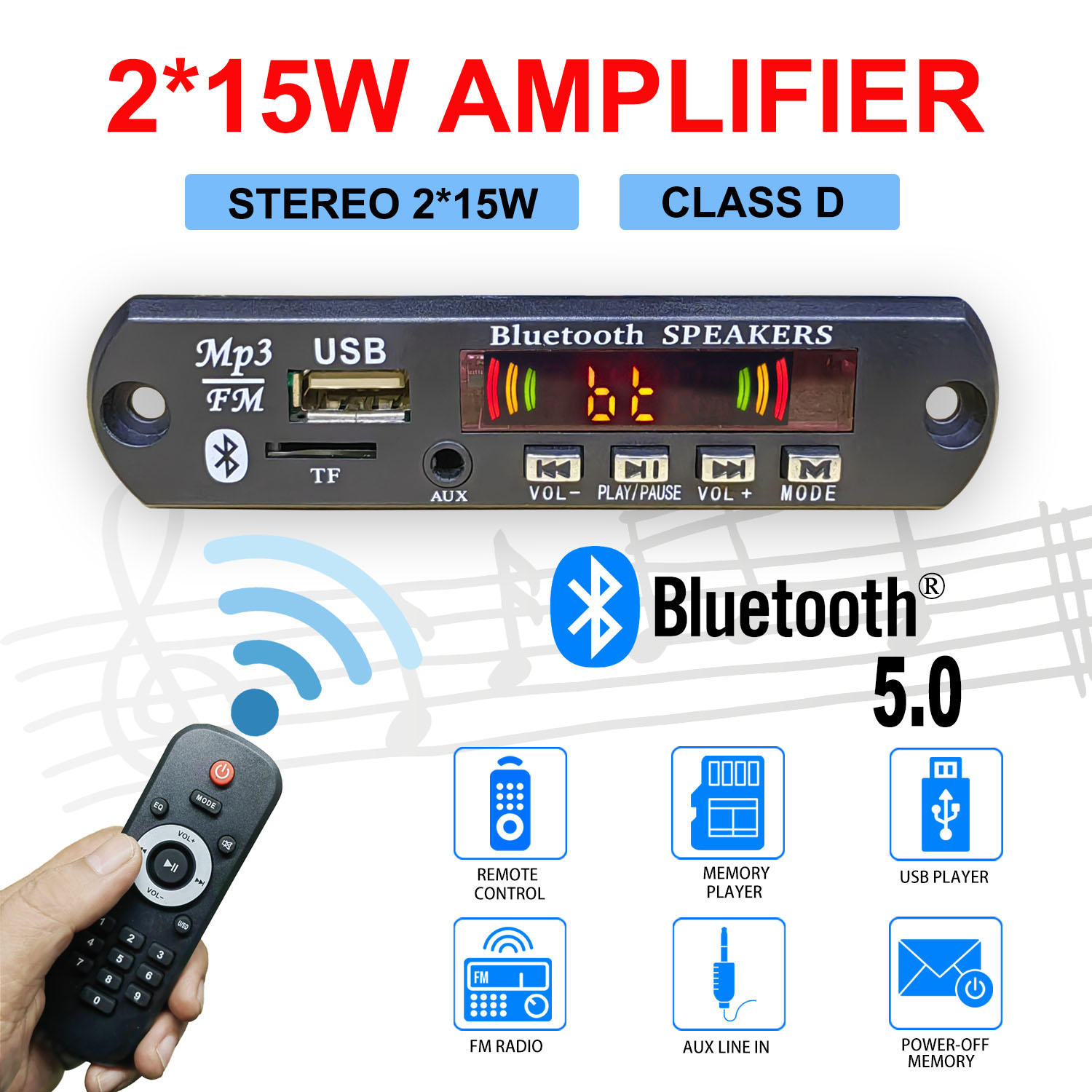 DC 5V-32V 30W Bluetooth5.0 Amp - Surround Sound Decoder ulasan dan harga
