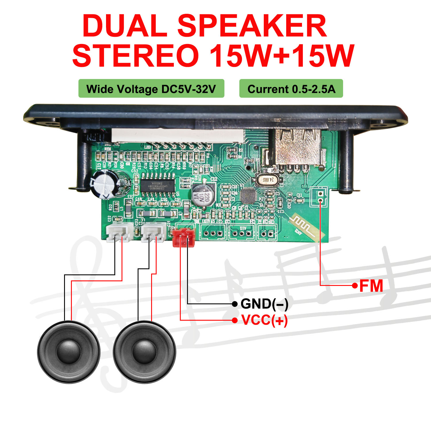 DC 5V-32V 30W Bluetooth5.0 Amp - Surround Sound Decoder ulasan dan harga