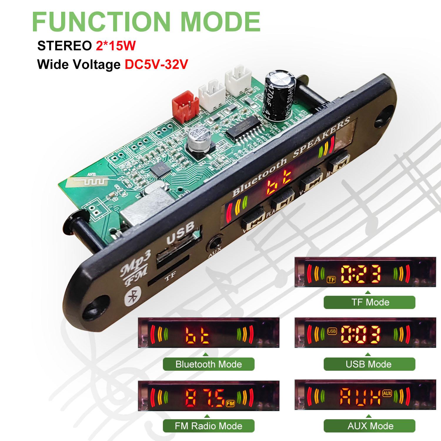 DC 5V-32V 30W Bluetooth5.0 Amp - Surround Sound Decoder ulasan dan harga