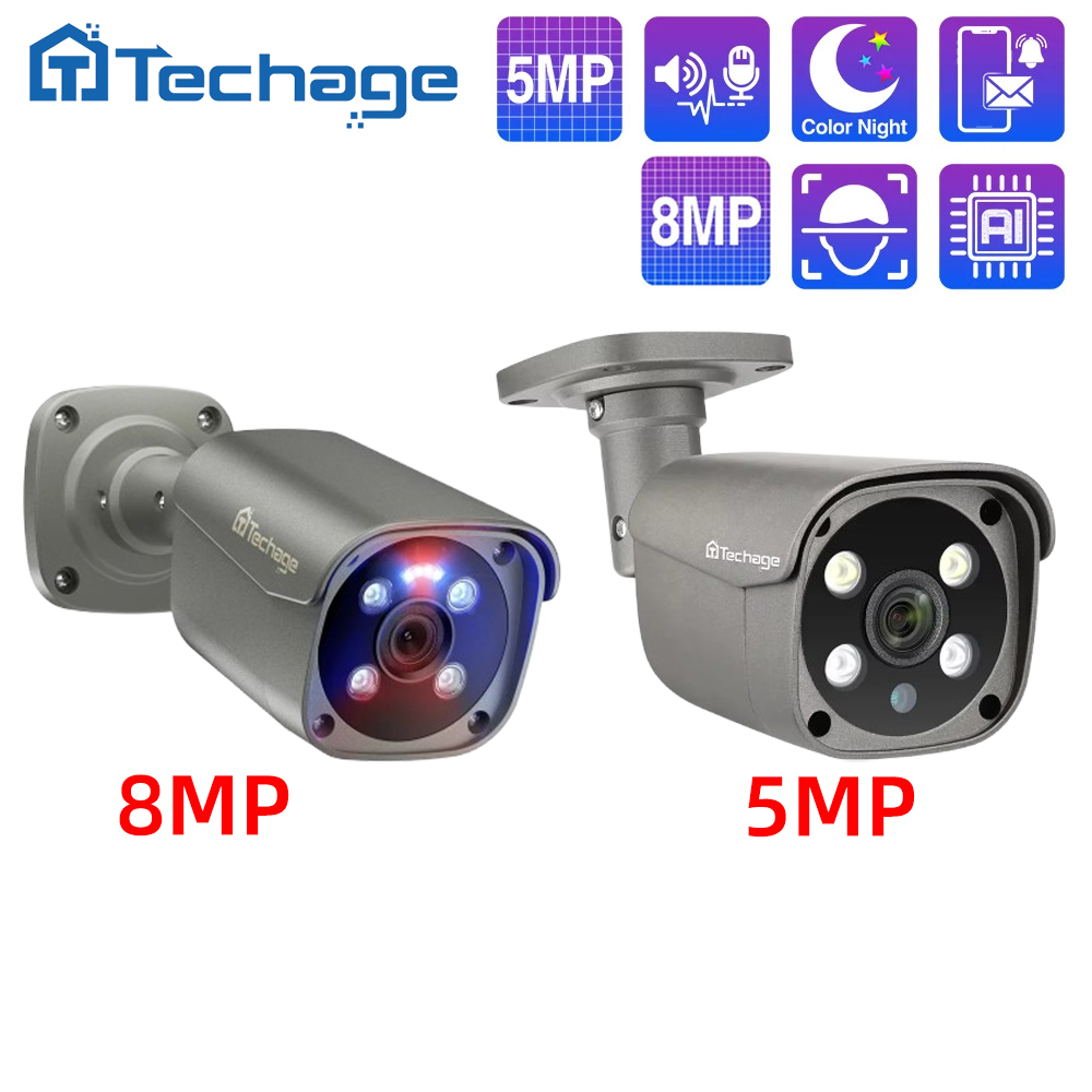 Techage 8MP 5MP 4MP POE Camera - Home Cinema Outdoor ulasan dan harga